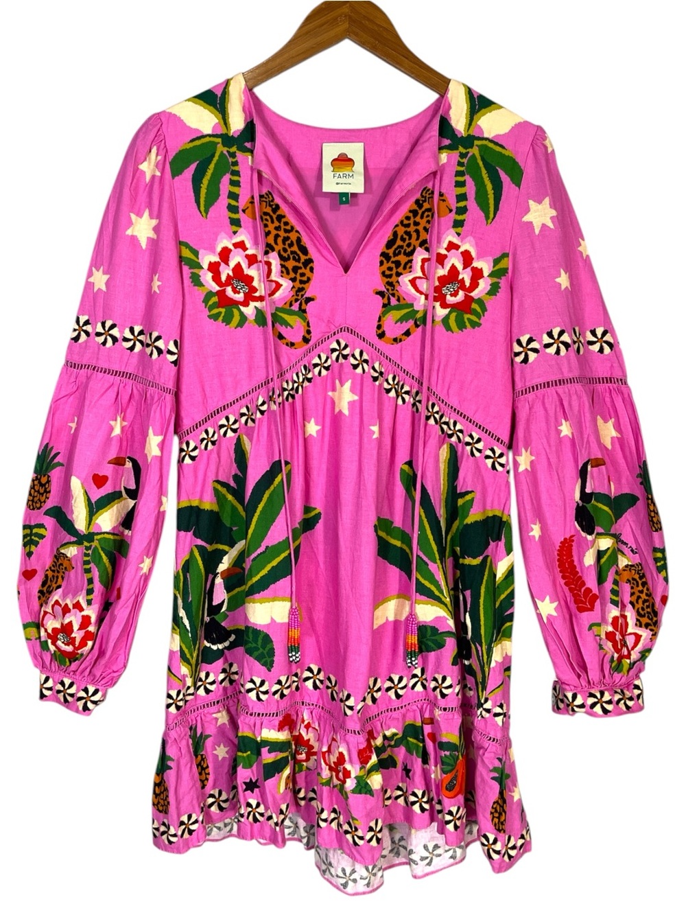 Farm Rio Leopard Forest Mini Dress Size Small - Picture 5 of 10